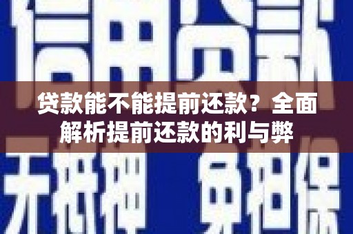 海陵贷款能不能提前还款？全面解析提前还款的利与弊