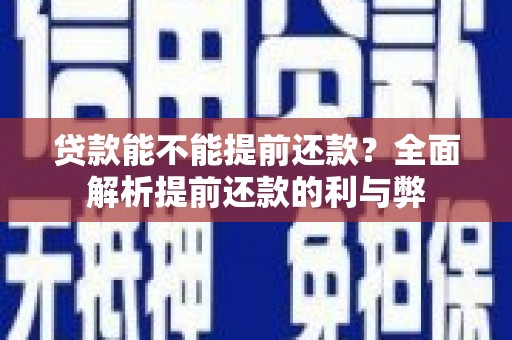 海陵贷款能不能提前还款？全面解析提前还款的利与弊