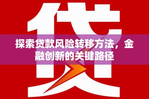 海陵探索贷款风险转移方法，金融创新的关键路径