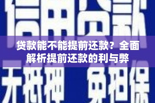 海陵贷款能不能提前还款？全面解析提前还款的利与弊